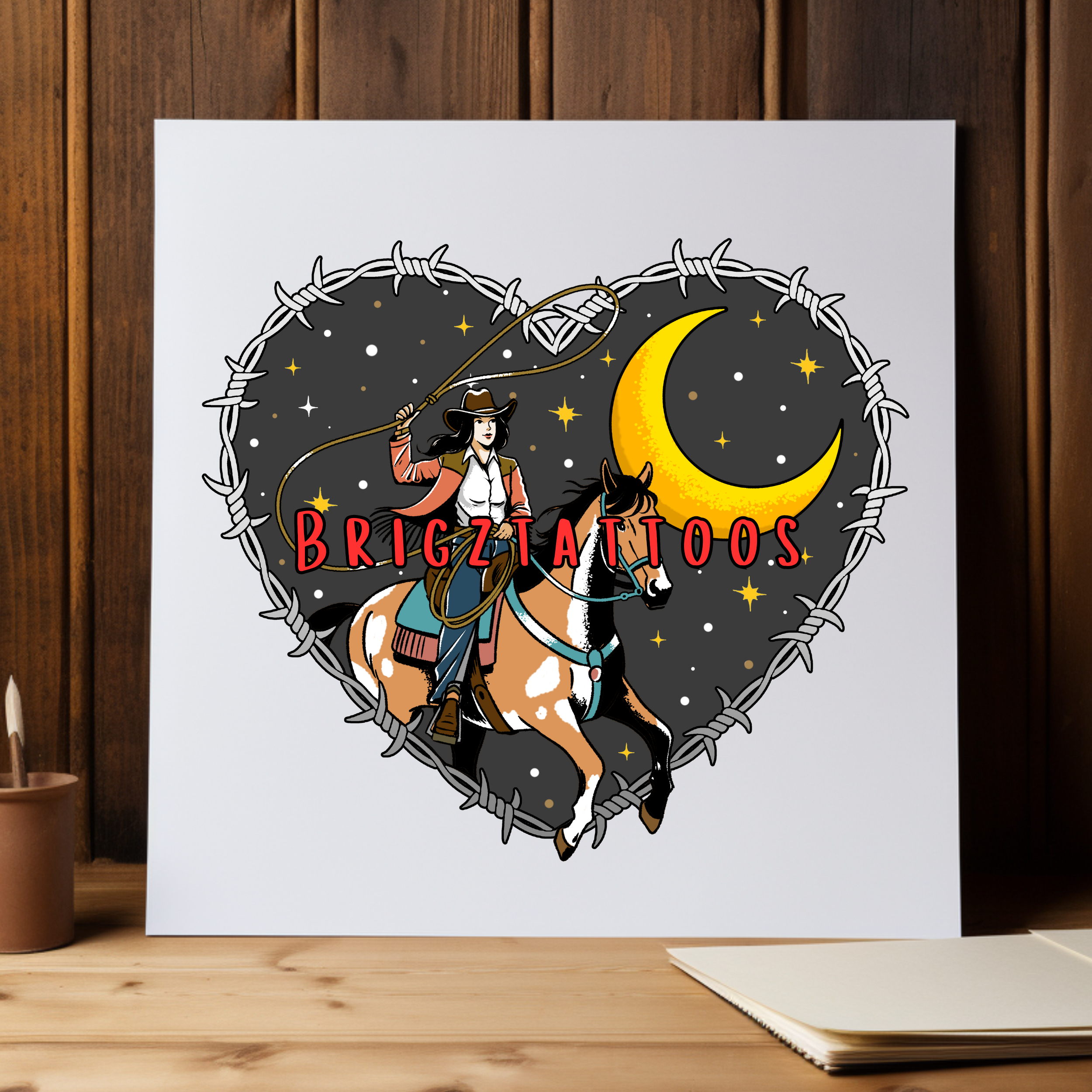 Cowgirl Roping Moon, Barbed Wire Heart