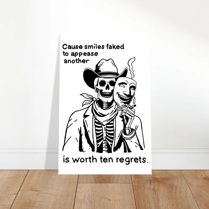 Lucky Enough (Poem) Skeleton Cowboy with Mask Print