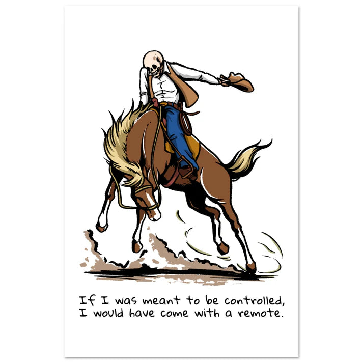 Skeleton Cowboy Riding Bucking Bronco Print