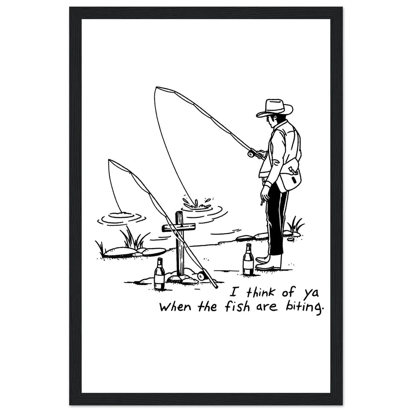 Cowboy Fishing Print Dearly Departed Wall Art