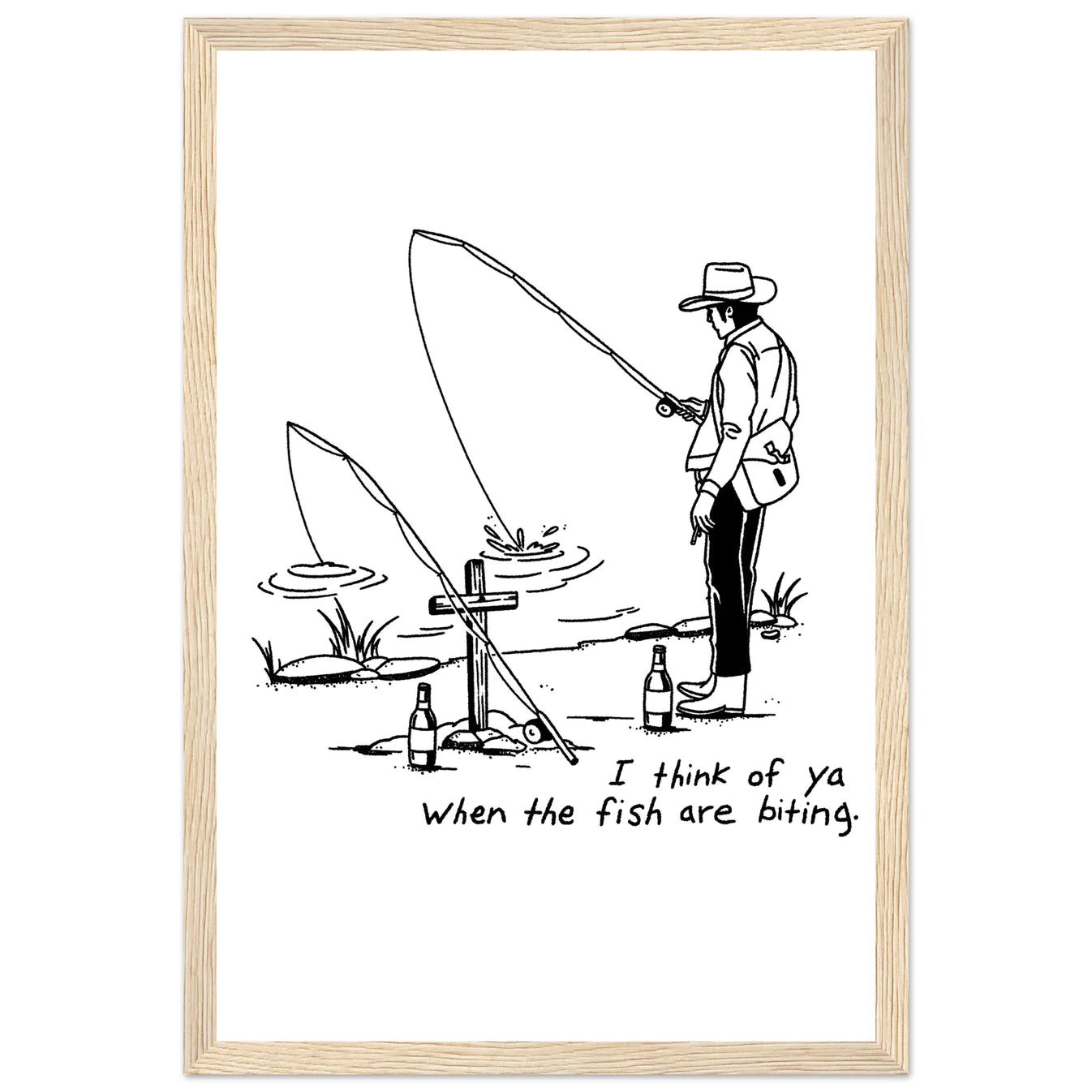 Cowboy Fishing Print Dearly Departed Wall Art