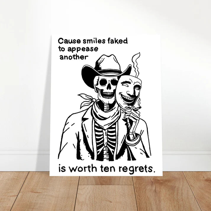 Lucky Enough (Poem) Skeleton Cowboy with Mask Print