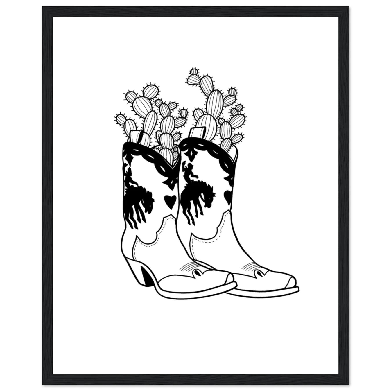 Cactus Boots Wooden Framed Graphic Print