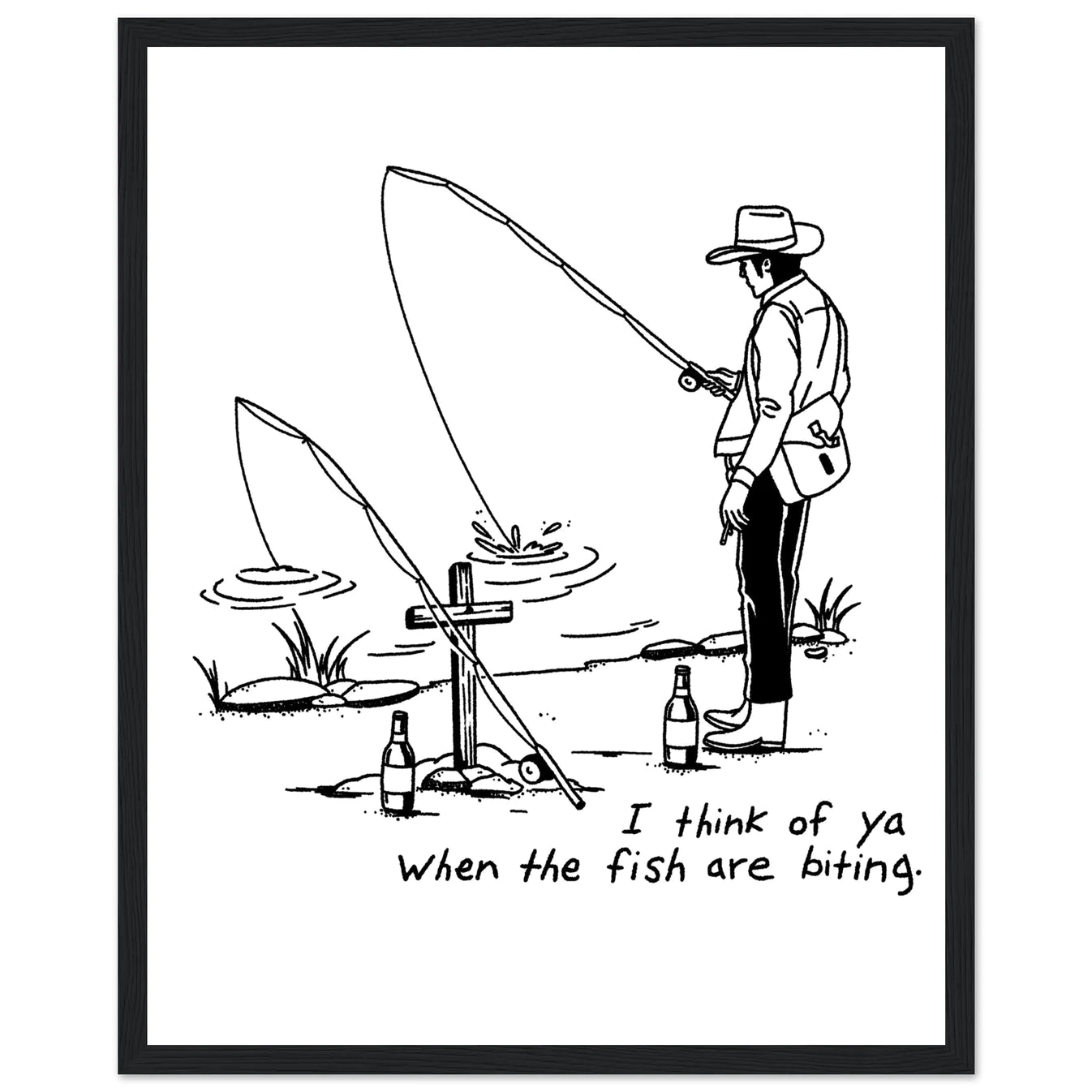 Cowboy Fishing Print Dearly Departed Wall Art