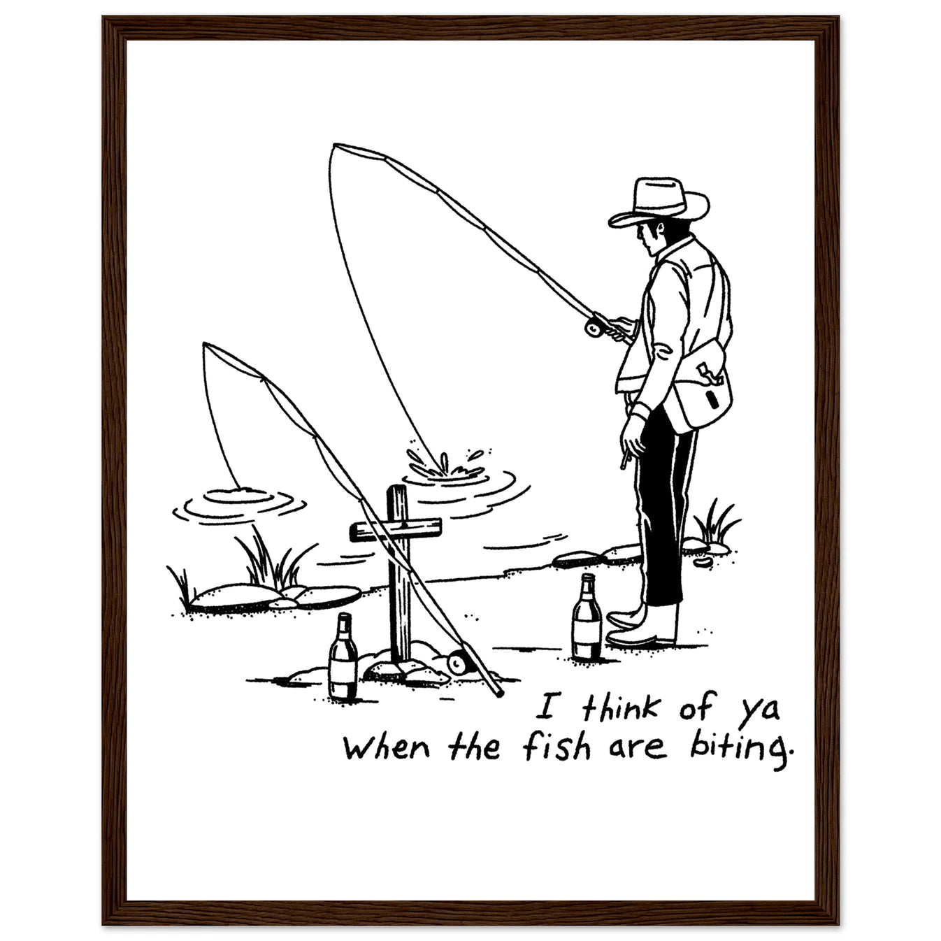 Cowboy Fishing Print Dearly Departed Wall Art