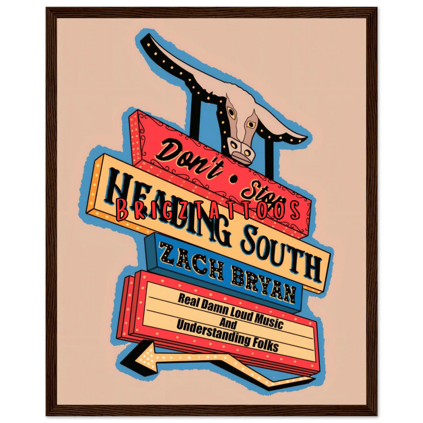 Zach Bryan Inspired Heading South Graphic Print