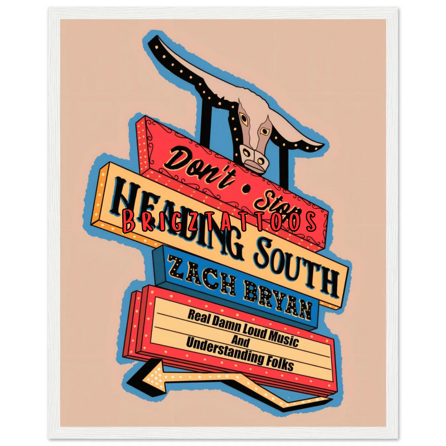 Zach Bryan Inspired Heading South Graphic Print