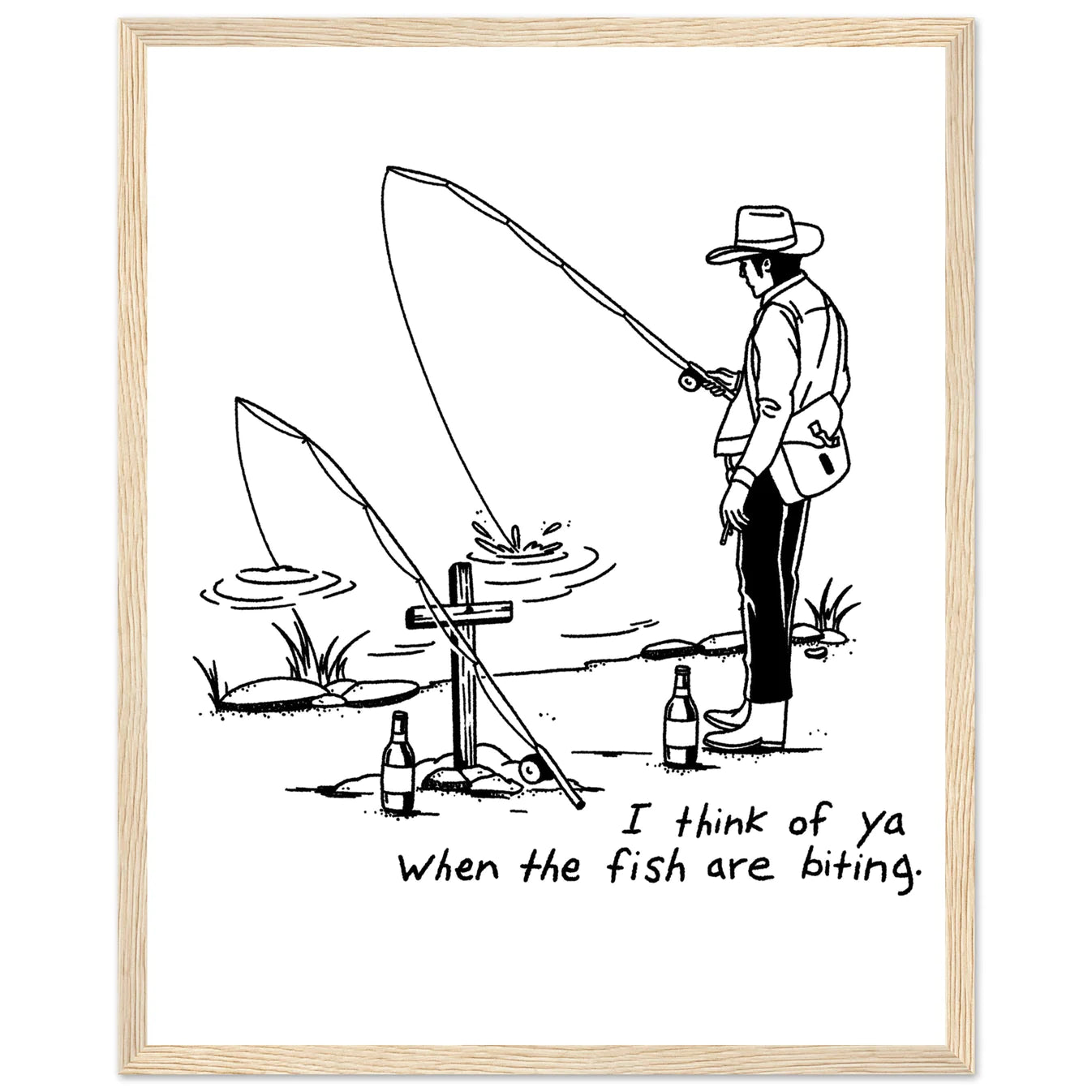 Cowboy Fishing Print Dearly Departed Wall Art