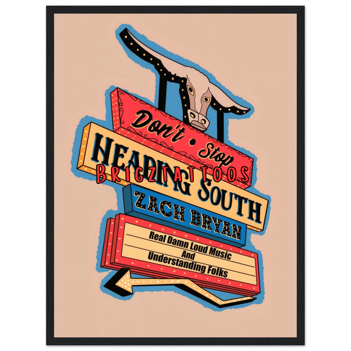 Zach Bryan Inspired Heading South Graphic Print