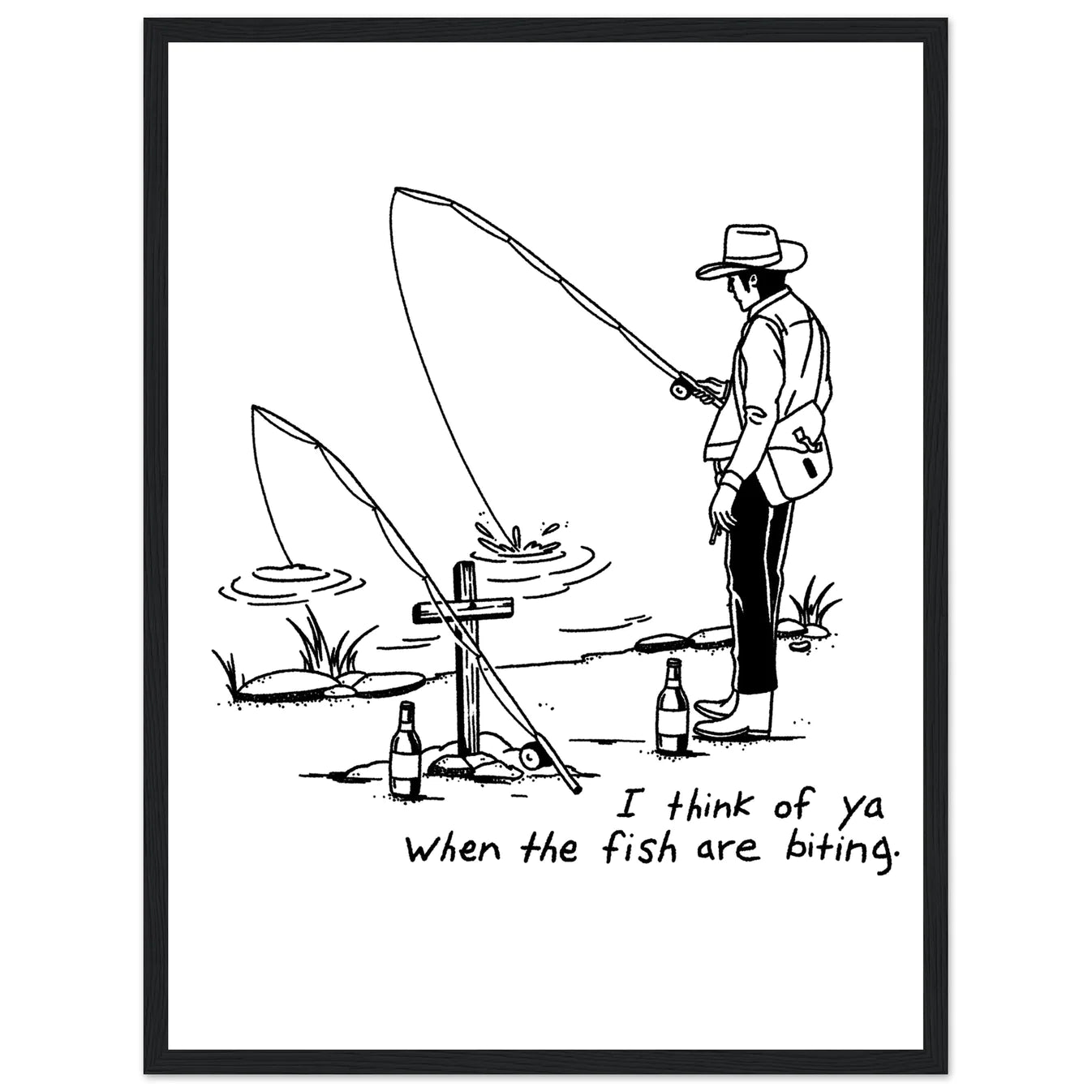 Cowboy Fishing Print Dearly Departed Wall Art