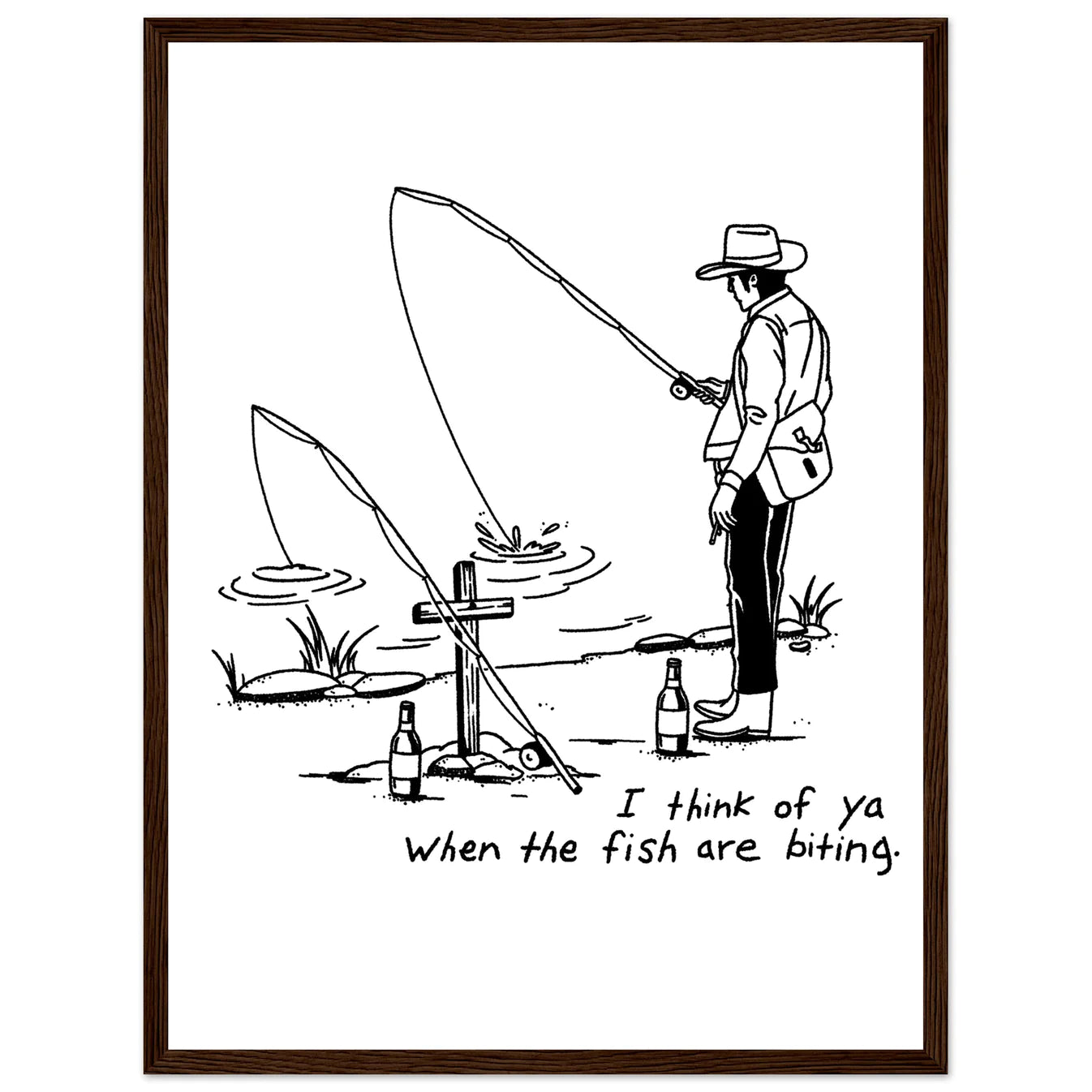 Cowboy Fishing Print Dearly Departed Wall Art