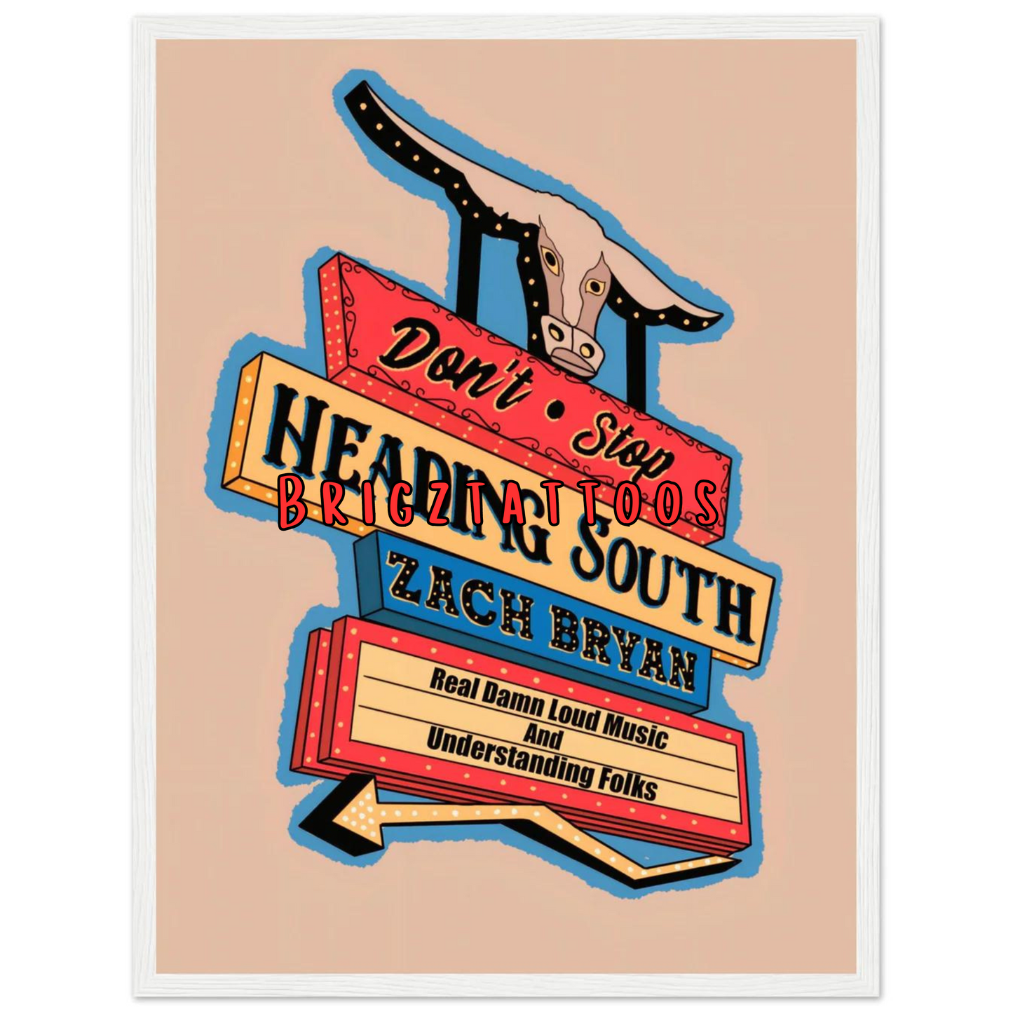 Zach Bryan Inspired Heading South Graphic Print