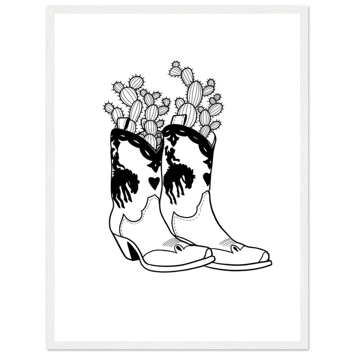 Cactus Boots Wooden Framed Graphic Print