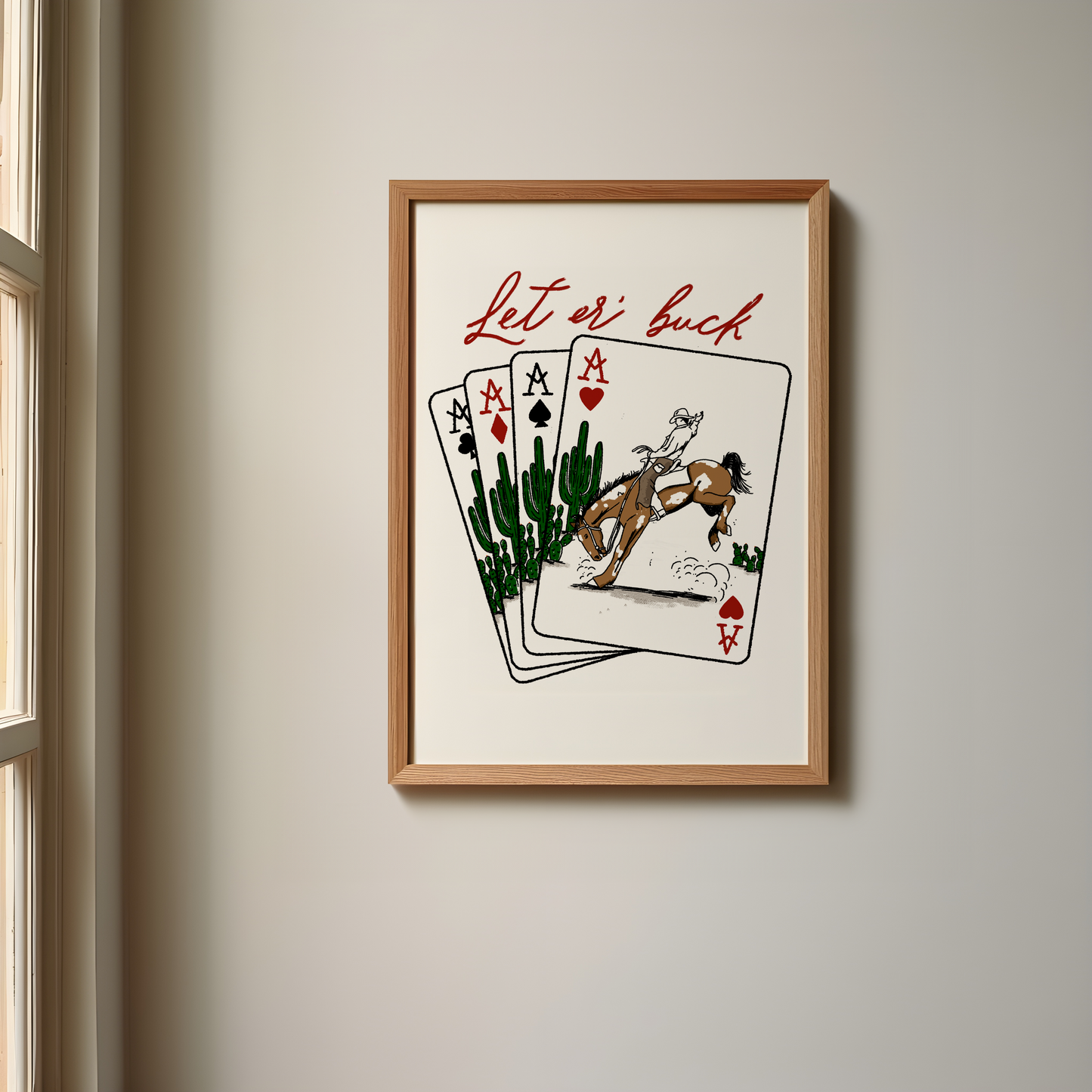 Let er' buck Wooden Framed Graphic Print