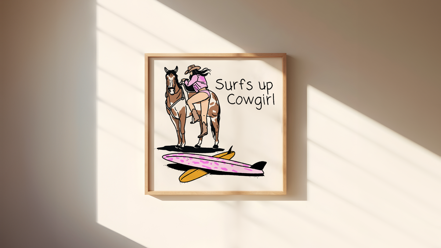 Surfs Up Cowgirl Print