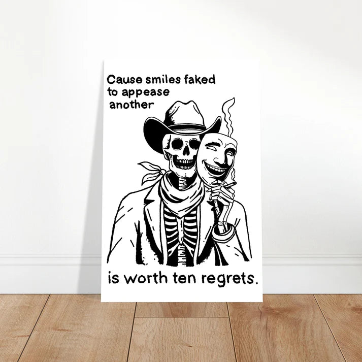 Lucky Enough (Poem) Skeleton Cowboy with Mask Print