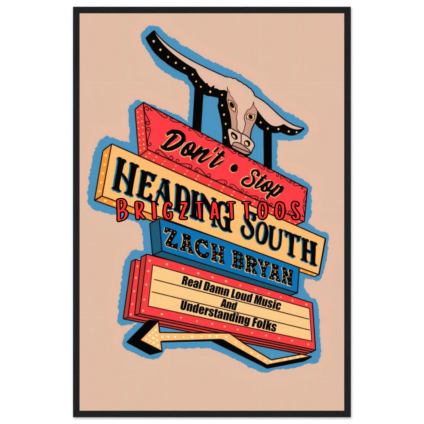 Zach Bryan Inspired Heading South Graphic Print