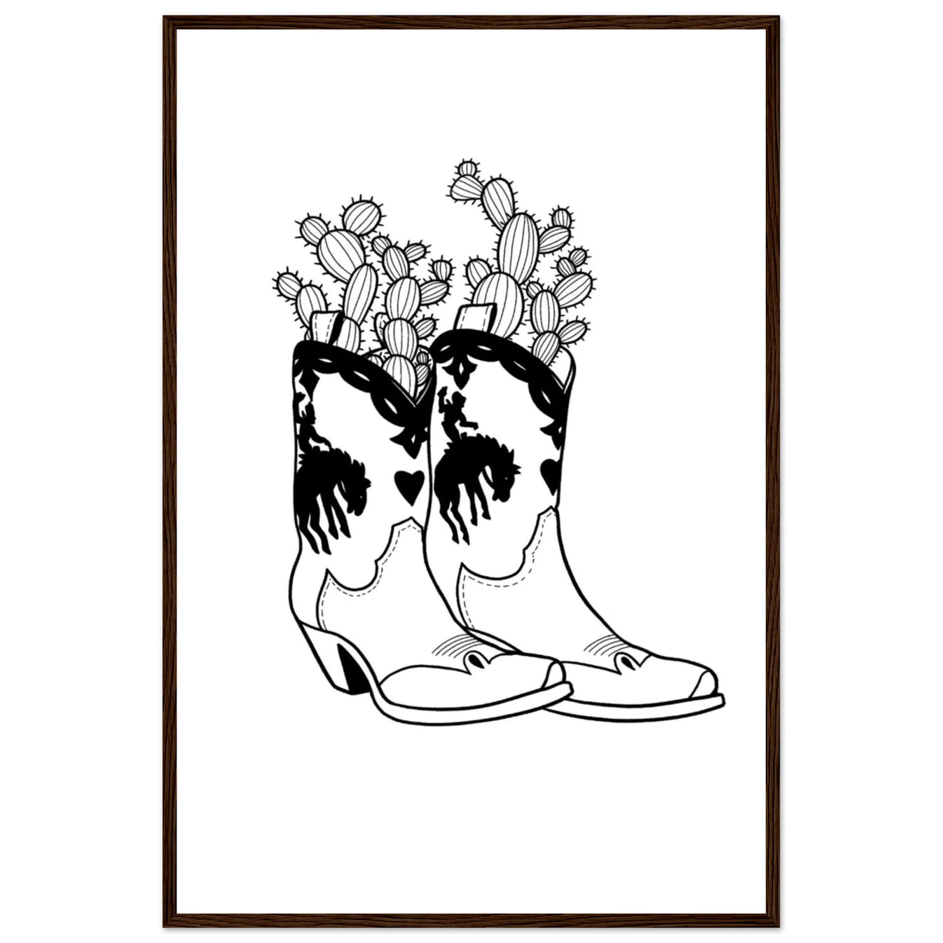 Cactus Boots Wooden Framed Graphic Print