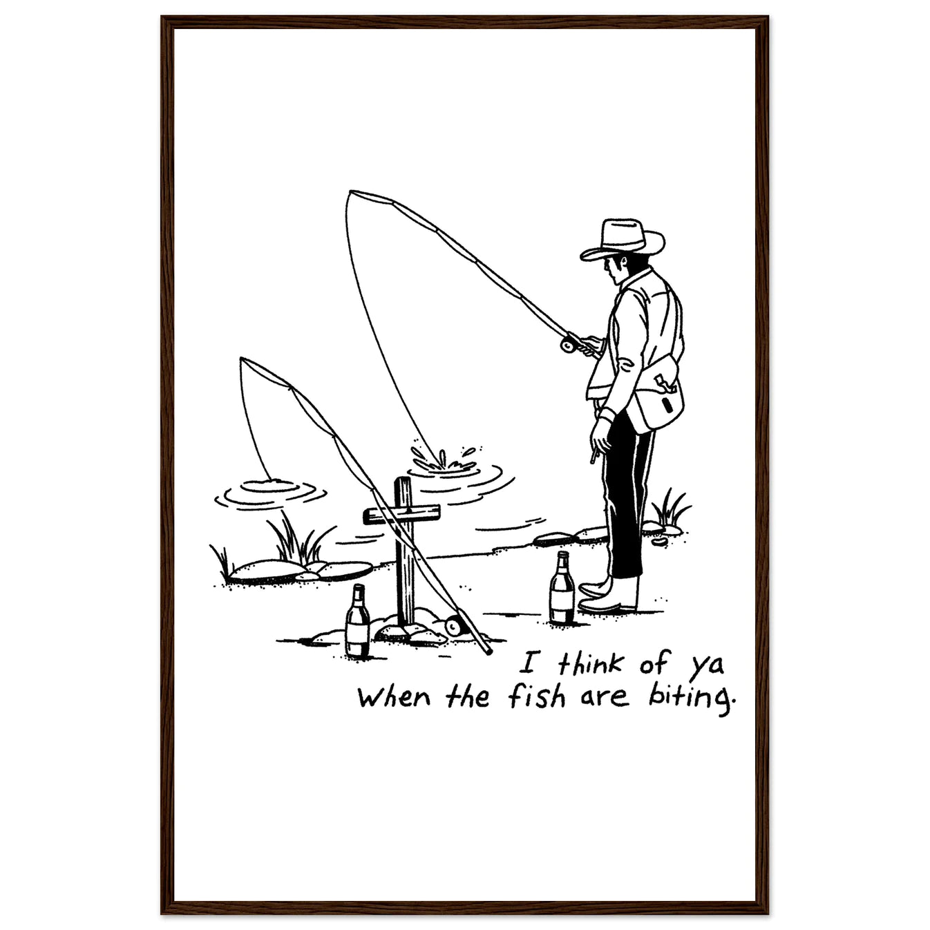 Cowboy Fishing Print Dearly Departed Wall Art