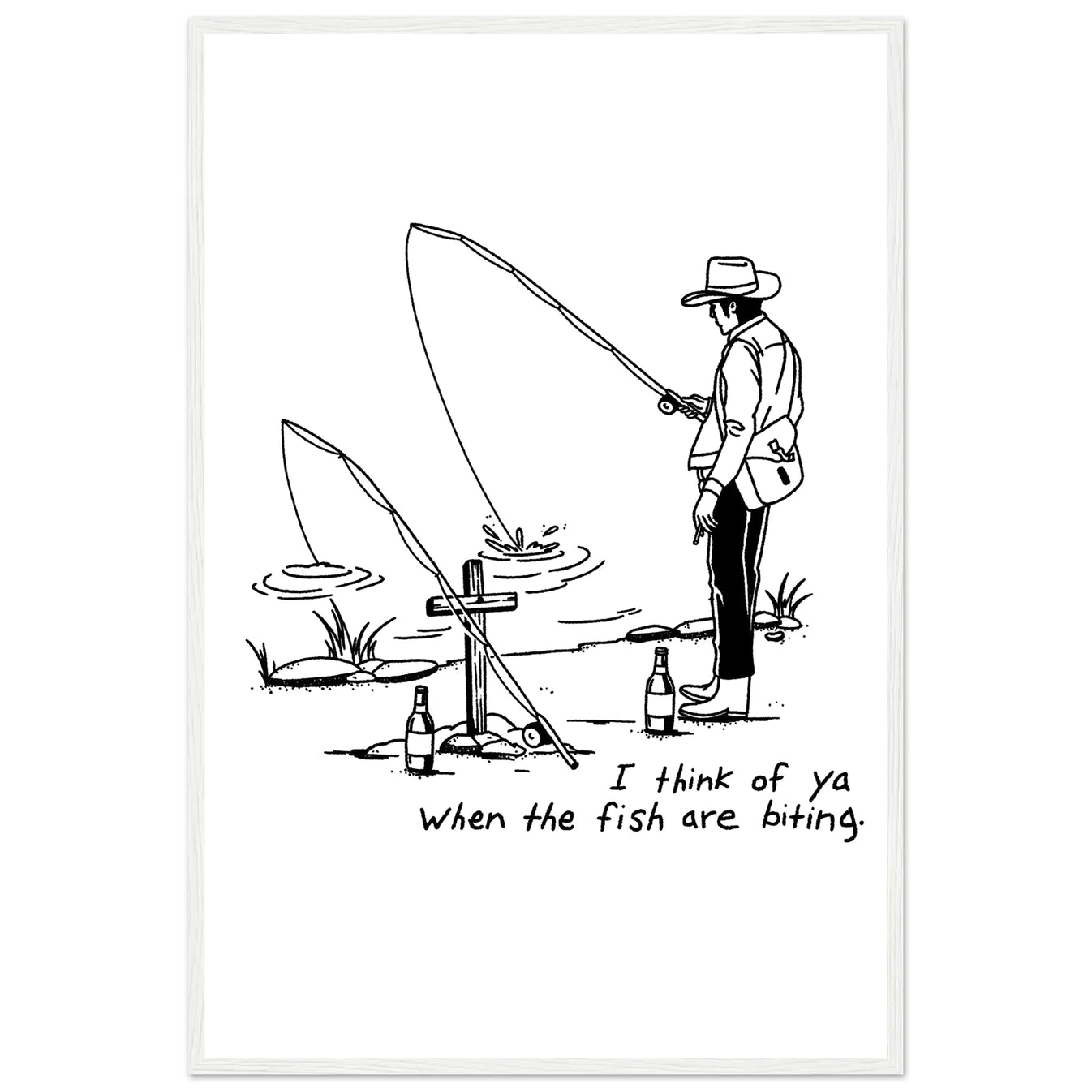 Cowboy Fishing Print Dearly Departed Wall Art