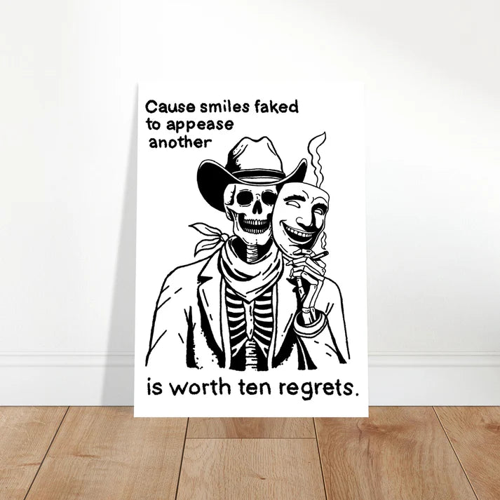 Lucky Enough (Poem) Skeleton Cowboy with Mask Print