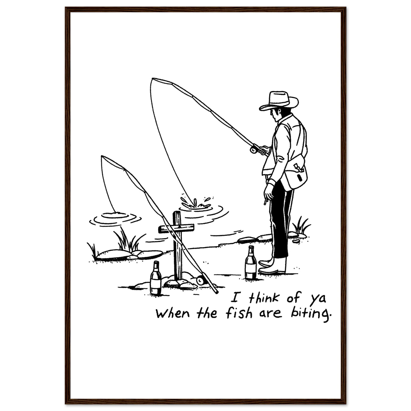 Cowboy Fishing Print Dearly Departed Wall Art