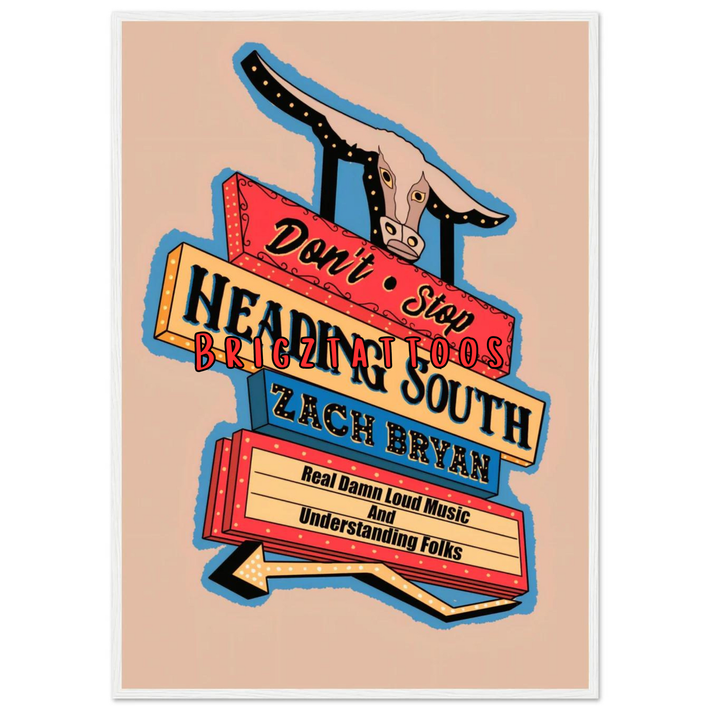 Zach Bryan Inspired Heading South Graphic Print