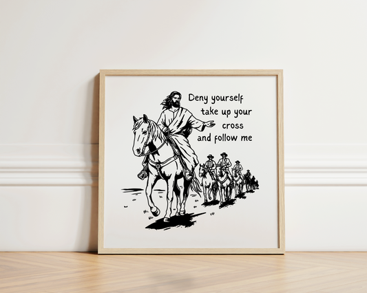 Matthew 16:24 Inspired Wall Art Jesus Leading Followers Print