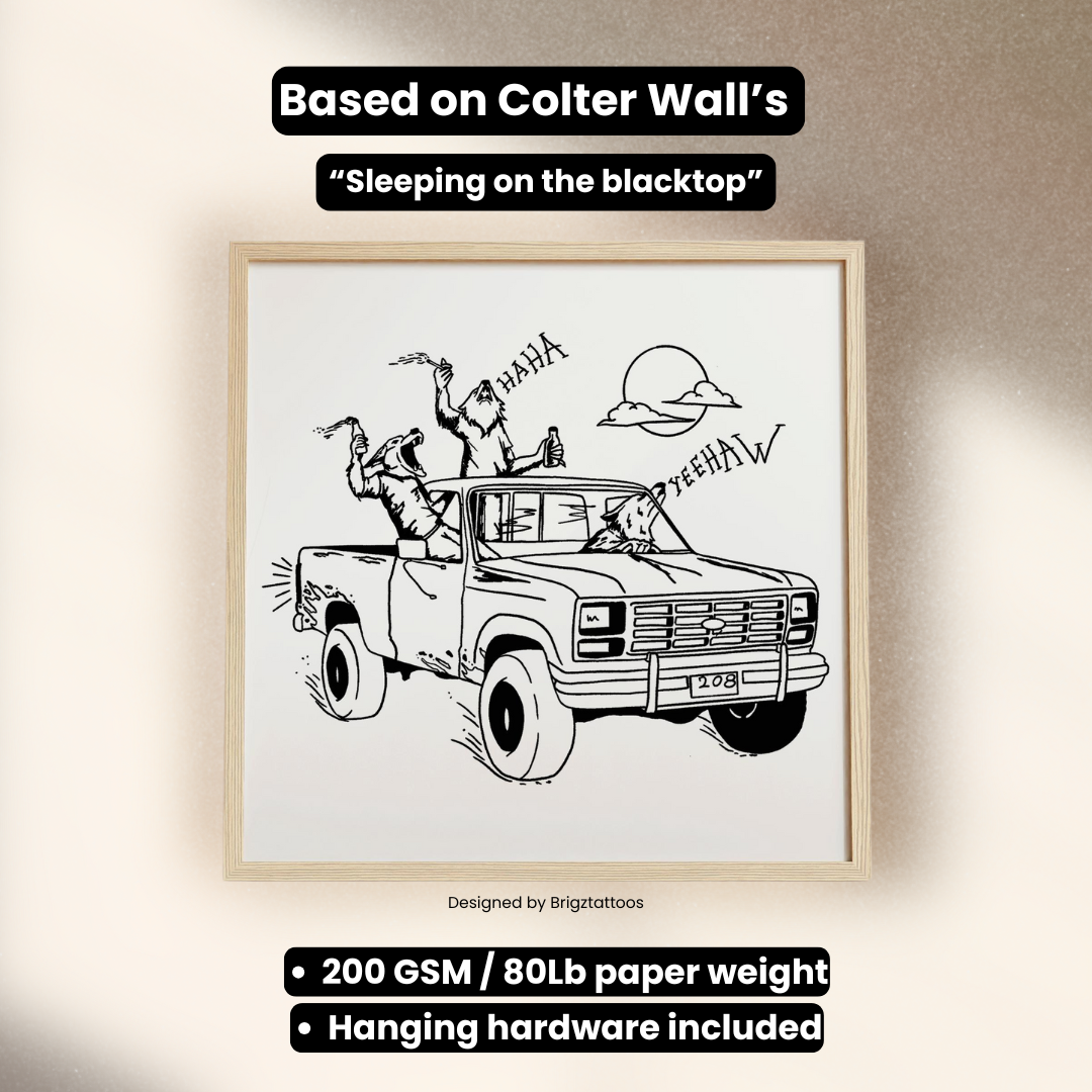 Colter Wall Inspired Pack O Young Boys Wooden Framed Graphic Print