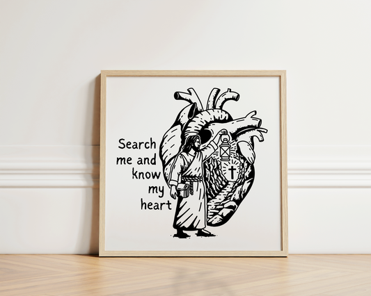 Psalm 139:23 Jesus Searching Heart Print Christian Wall Art