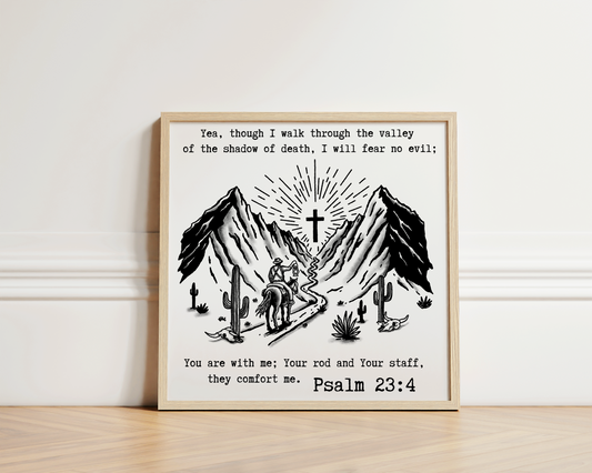 Psalm 23:4 Inspired Valley of Death Cowboy Print Wall Art