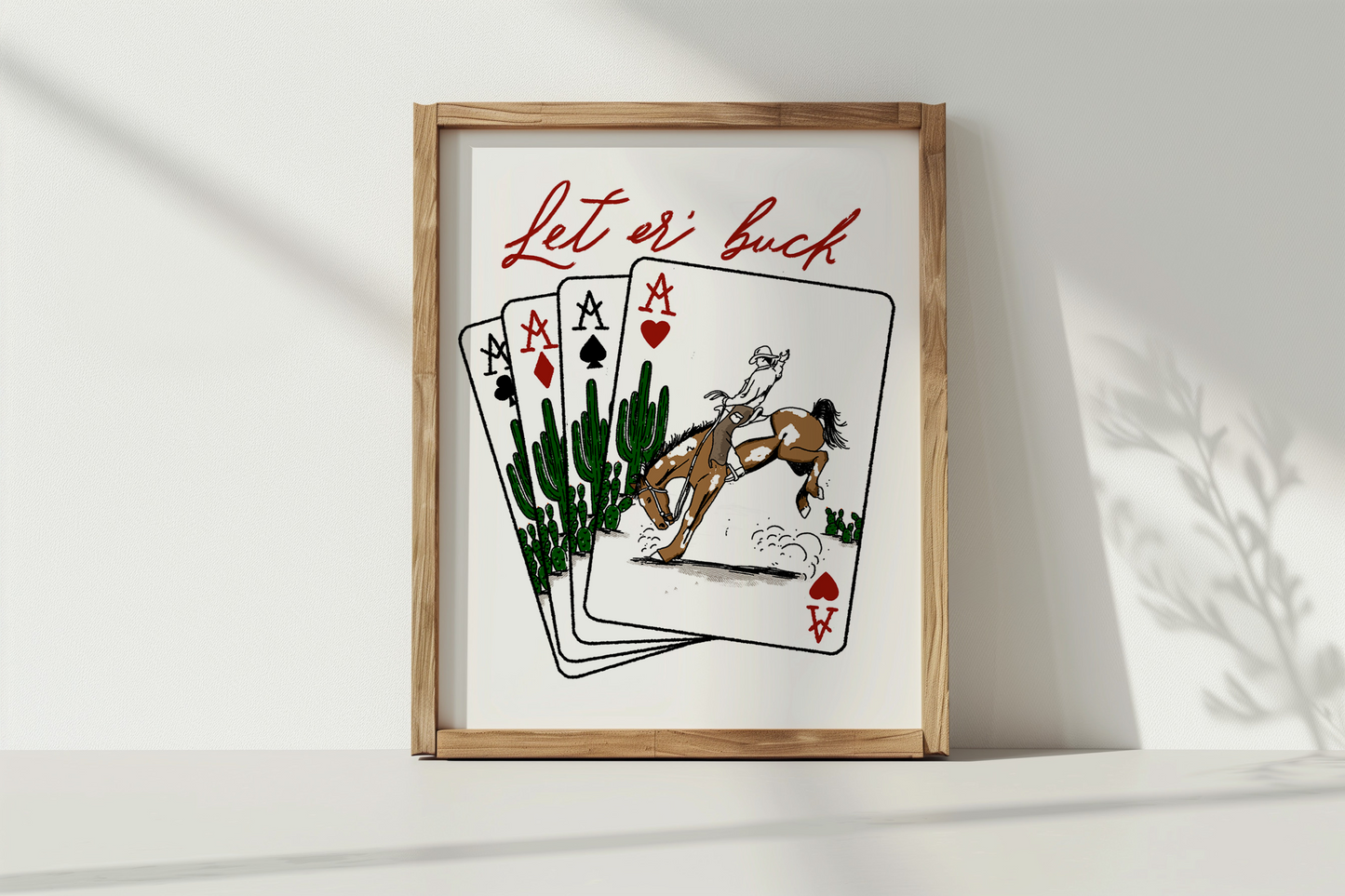 Let er' buck Wooden Framed Graphic Print