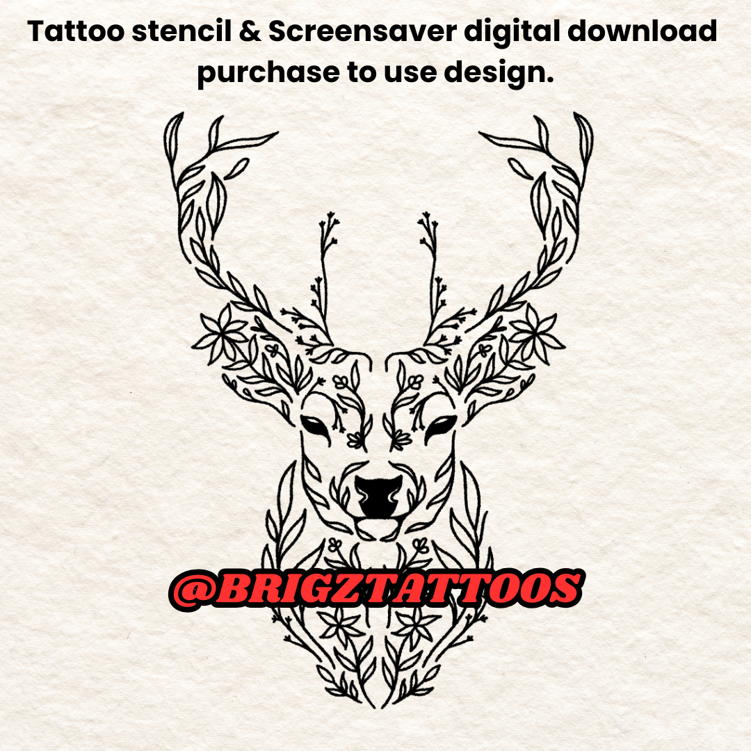 Simple Deer Hunting Tattoo Stencil and Screensaver Downloads for Woman Hunters