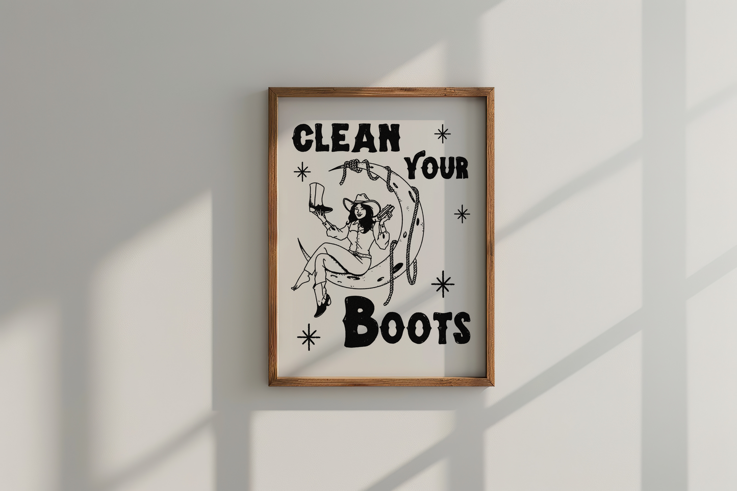 Clean Your Boots Cowgirl on the Moon Print