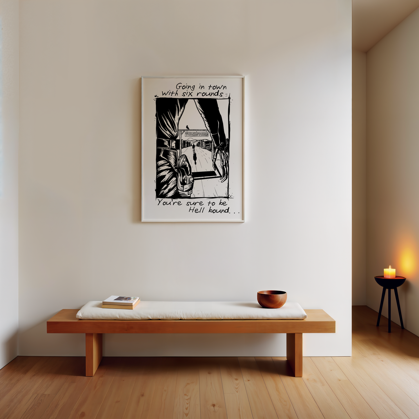 Colter Wall Inspired Living on the Sand Wooden Framed Graphic Print