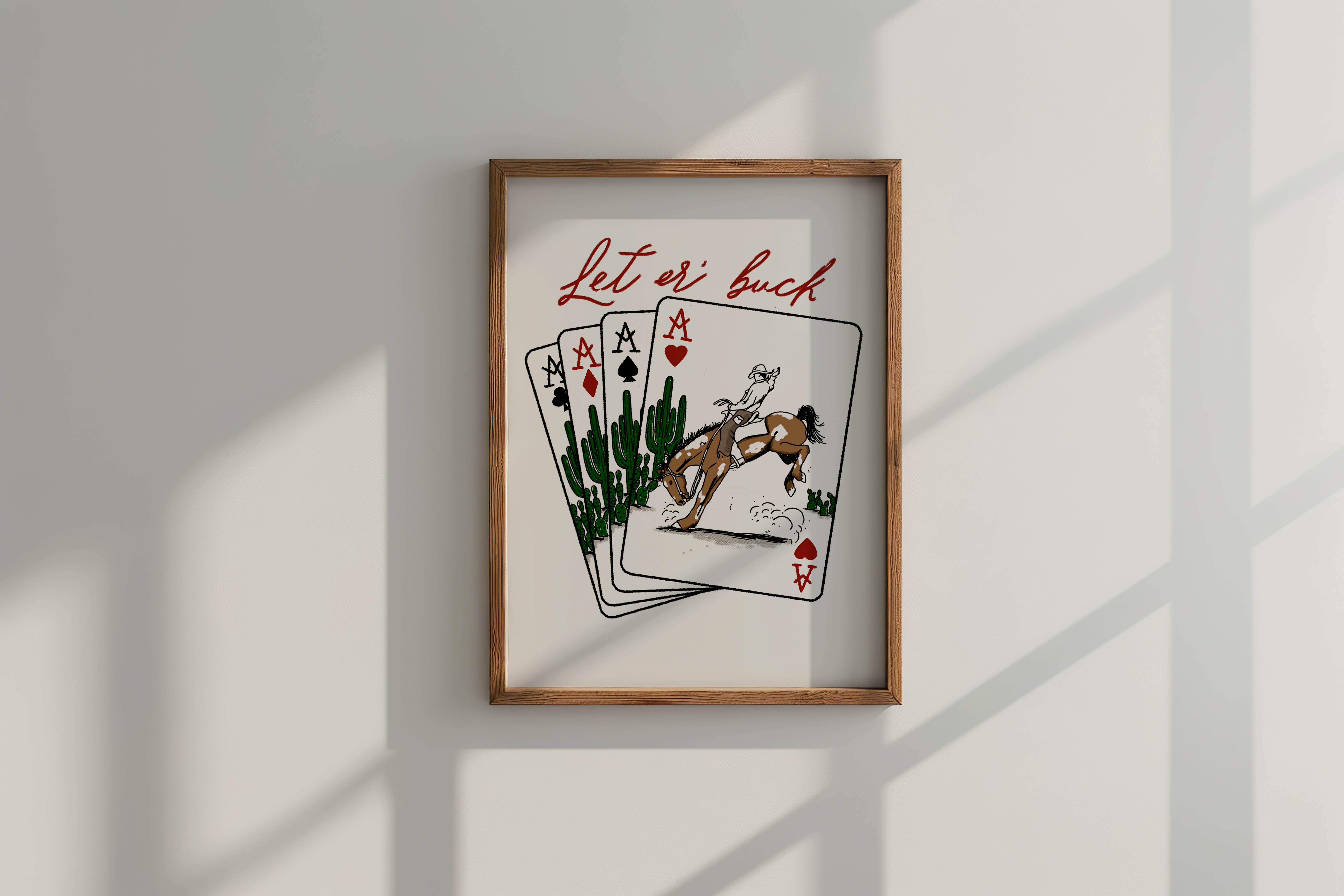 Let er' buck Wooden Framed Graphic Print