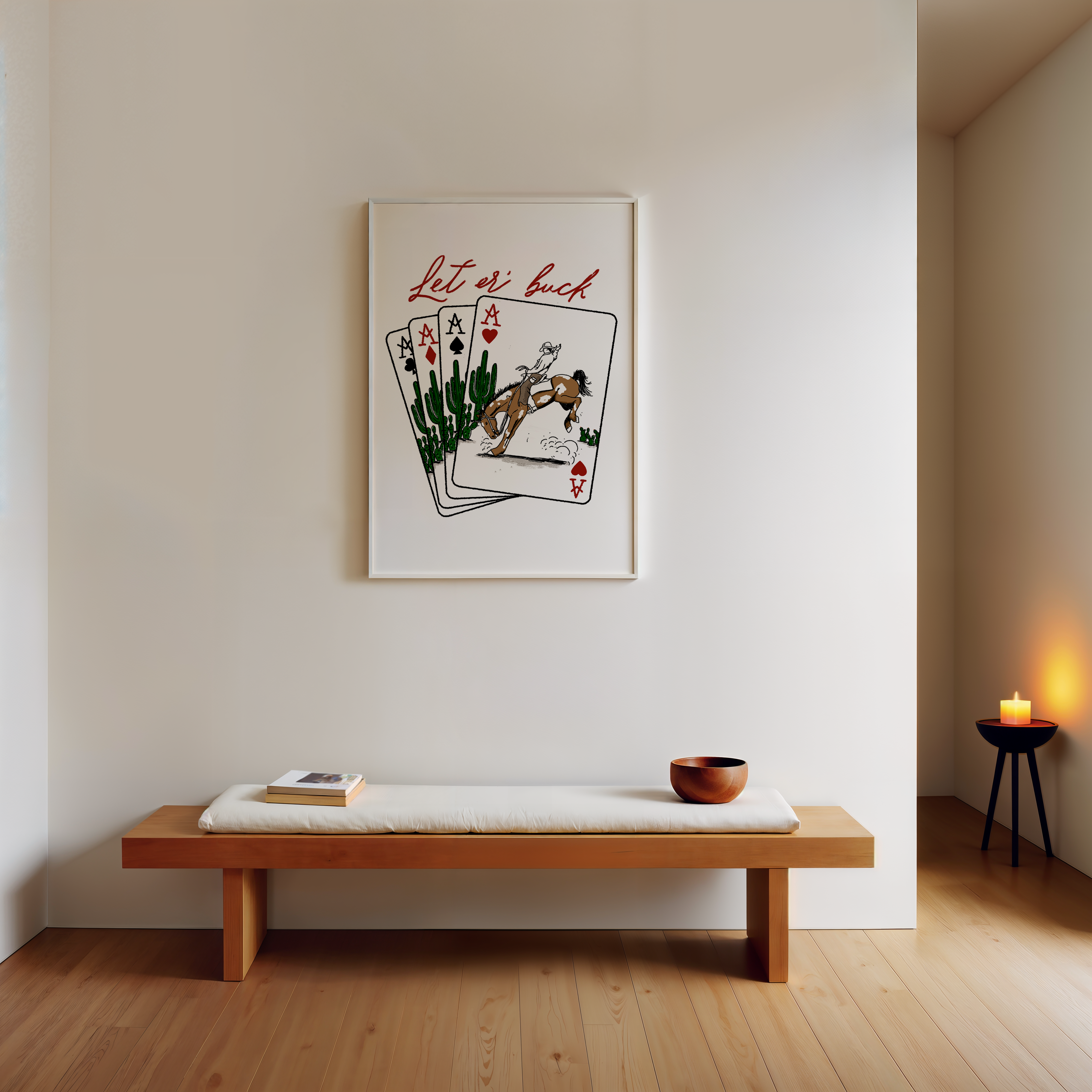 Let er' buck Wooden Framed Graphic Print