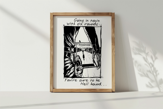 Colter Wall Inspired Living on the Sand Wooden Framed Graphic Print