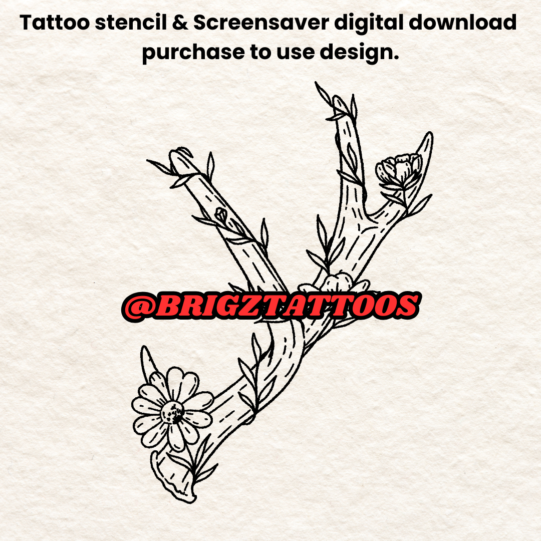 Simple Deer Hunting Tattoo Stencil and Screensaver Downloads for Woman Hunters