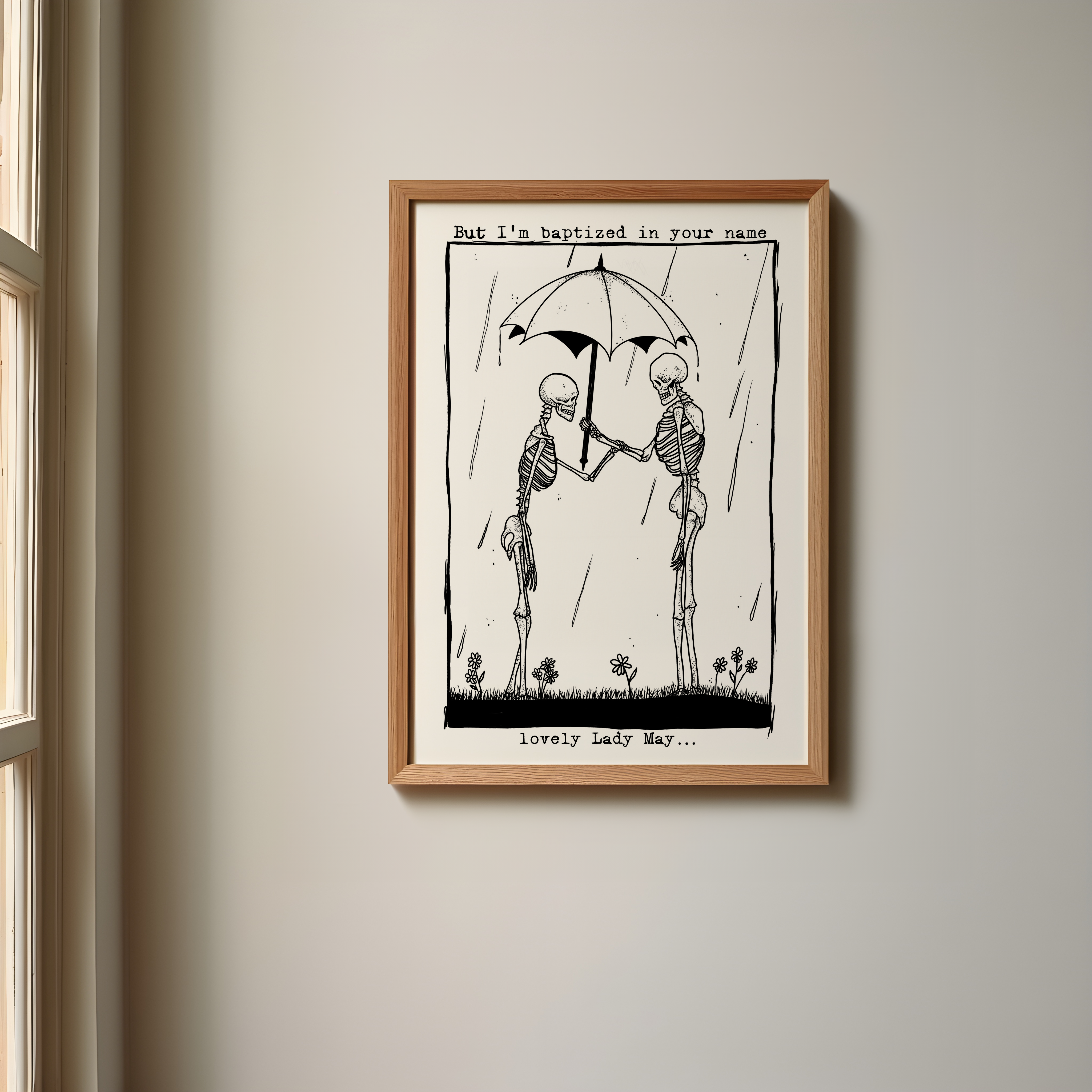 Tyler Childers Inspired Skeleton Lady May Wooden Framed Graphic Print