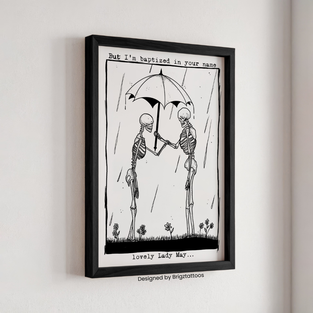 Tyler Childers Inspired Skeleton Lady May Wooden Framed Graphic Print