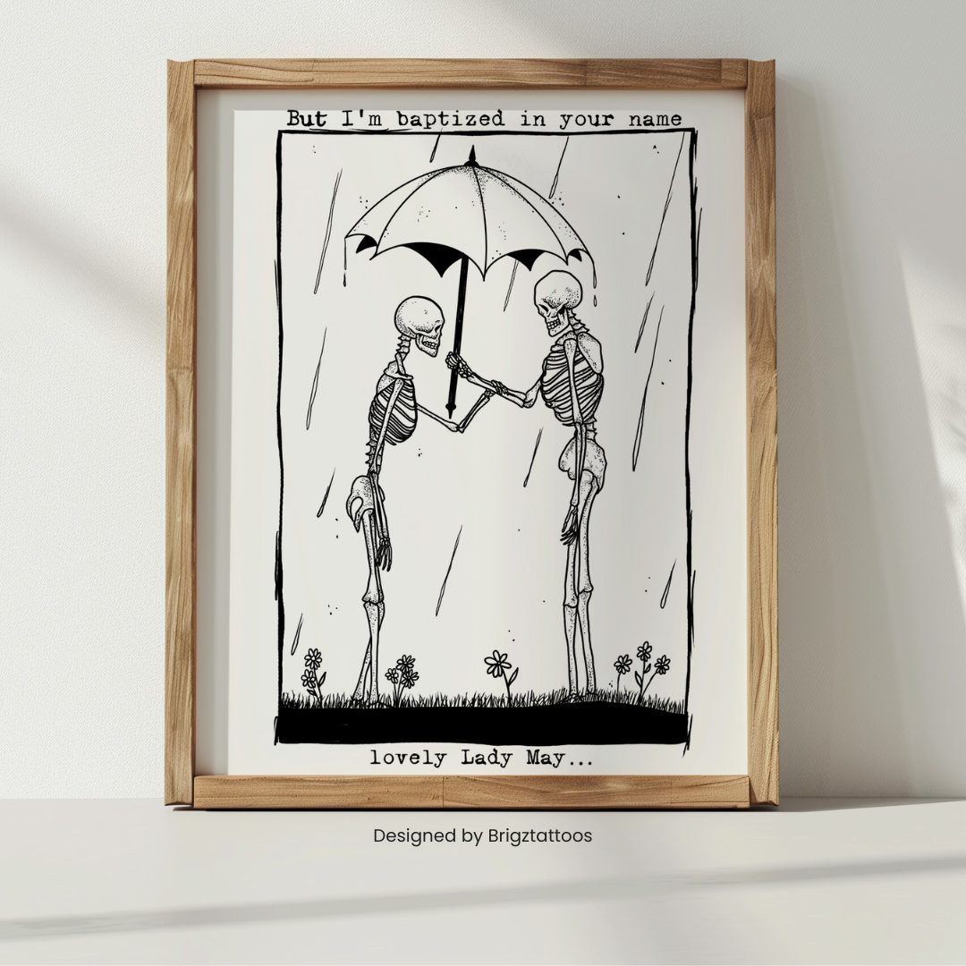 Tyler Childers Inspired Skeleton Lady May Wooden Framed Graphic Print