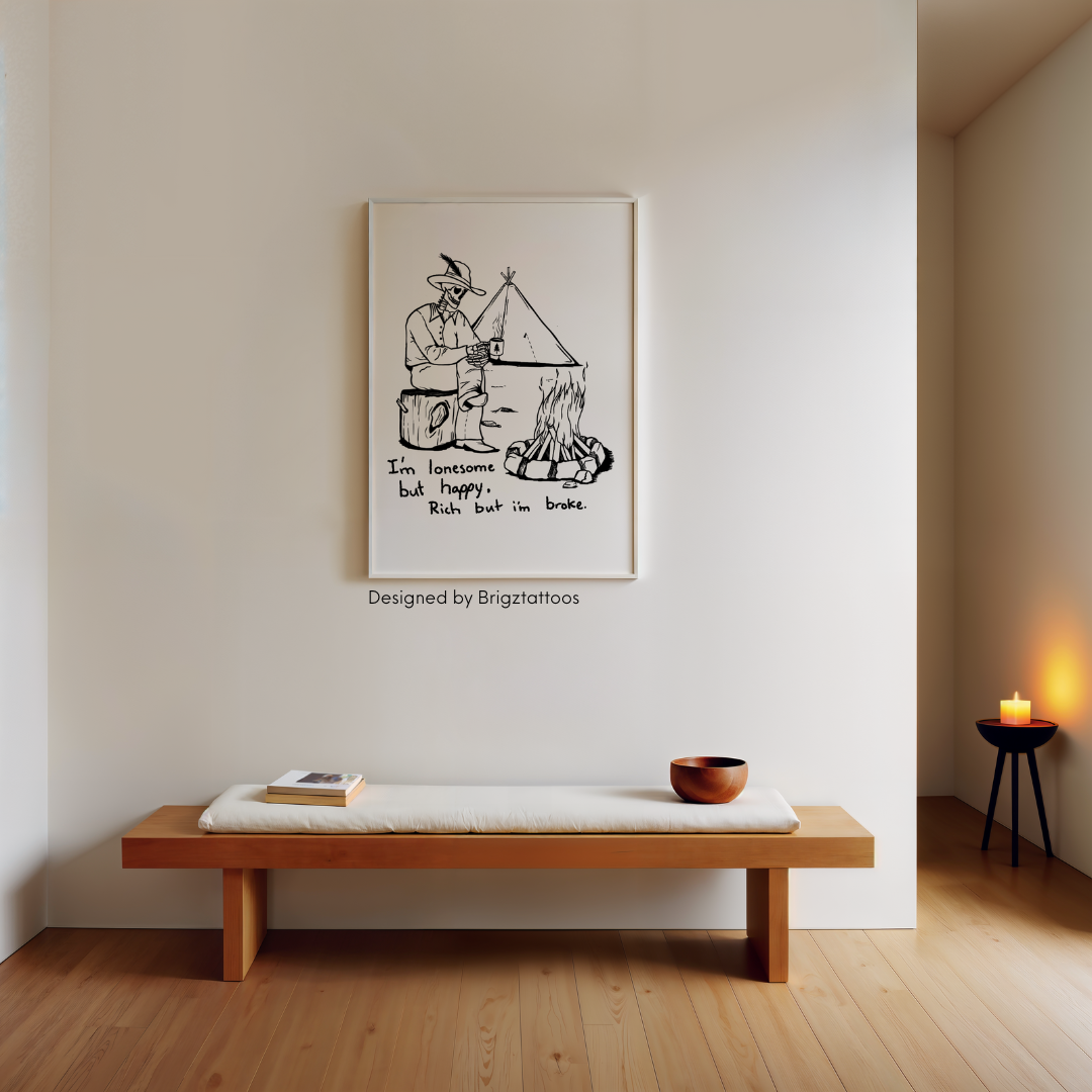 "Lonesome but Happy" CW edition - Premium Matte Paper Wooden Framed Poster