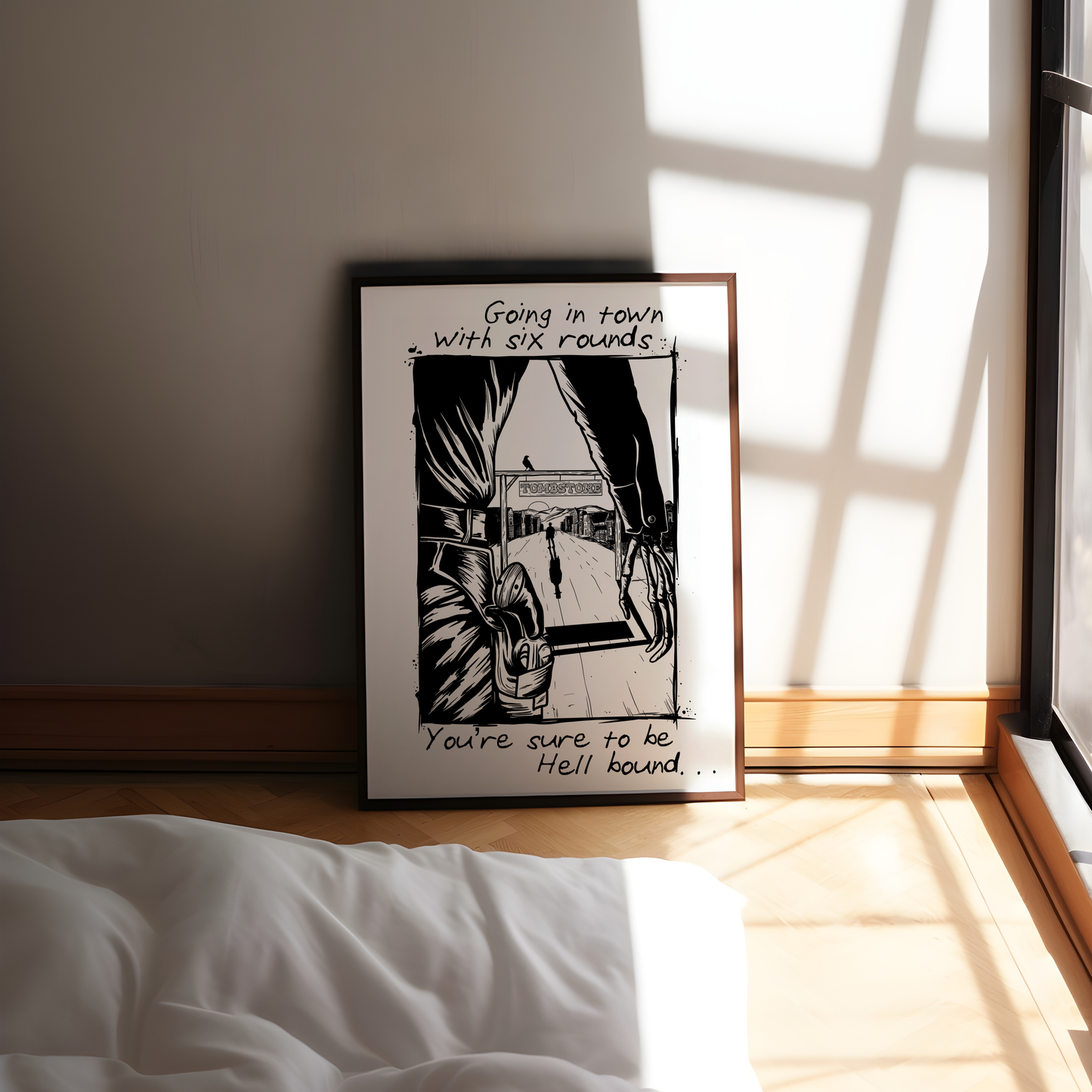 Colter Wall Inspired Living on the Sand Wooden Framed Graphic Print