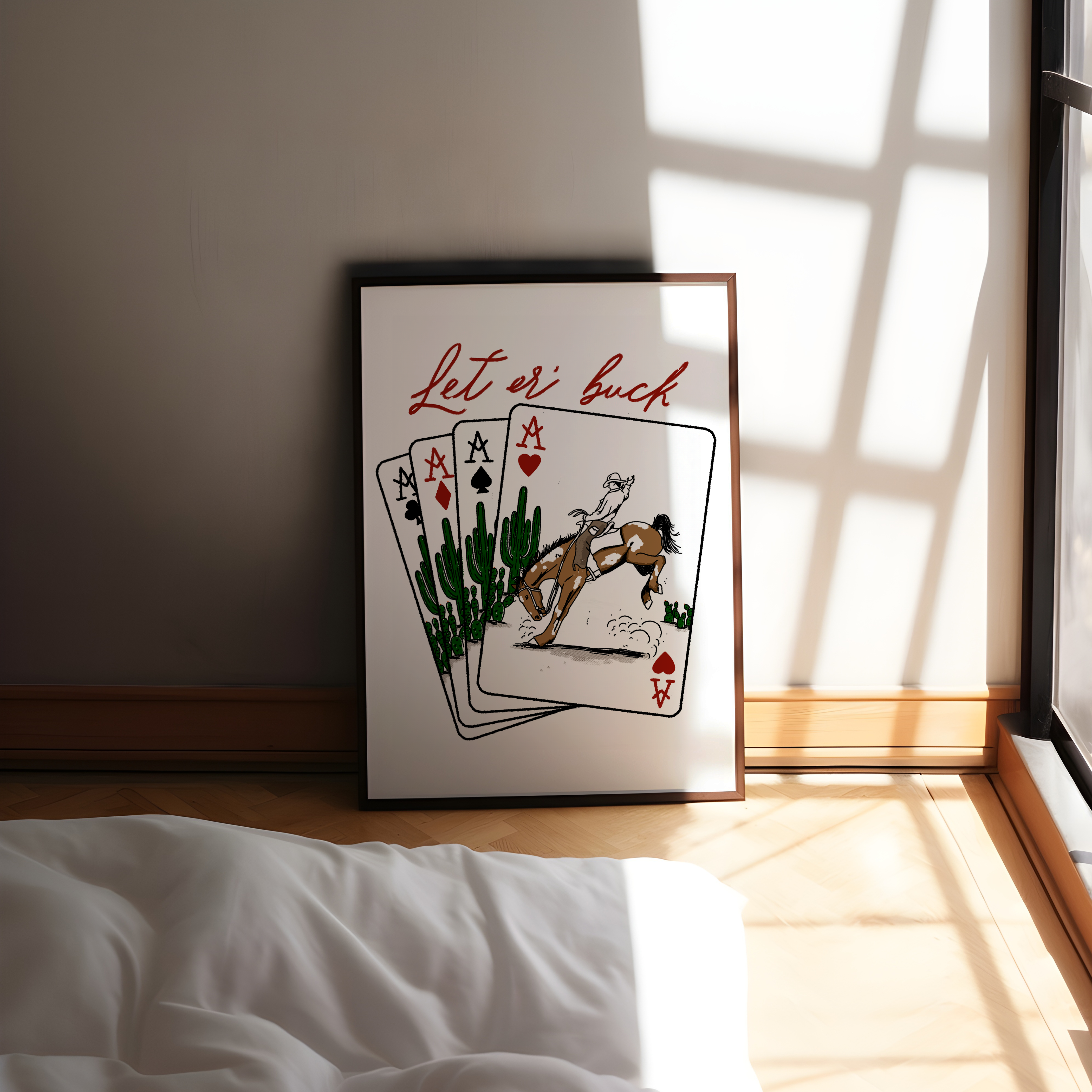 Let er' buck Wooden Framed Graphic Print