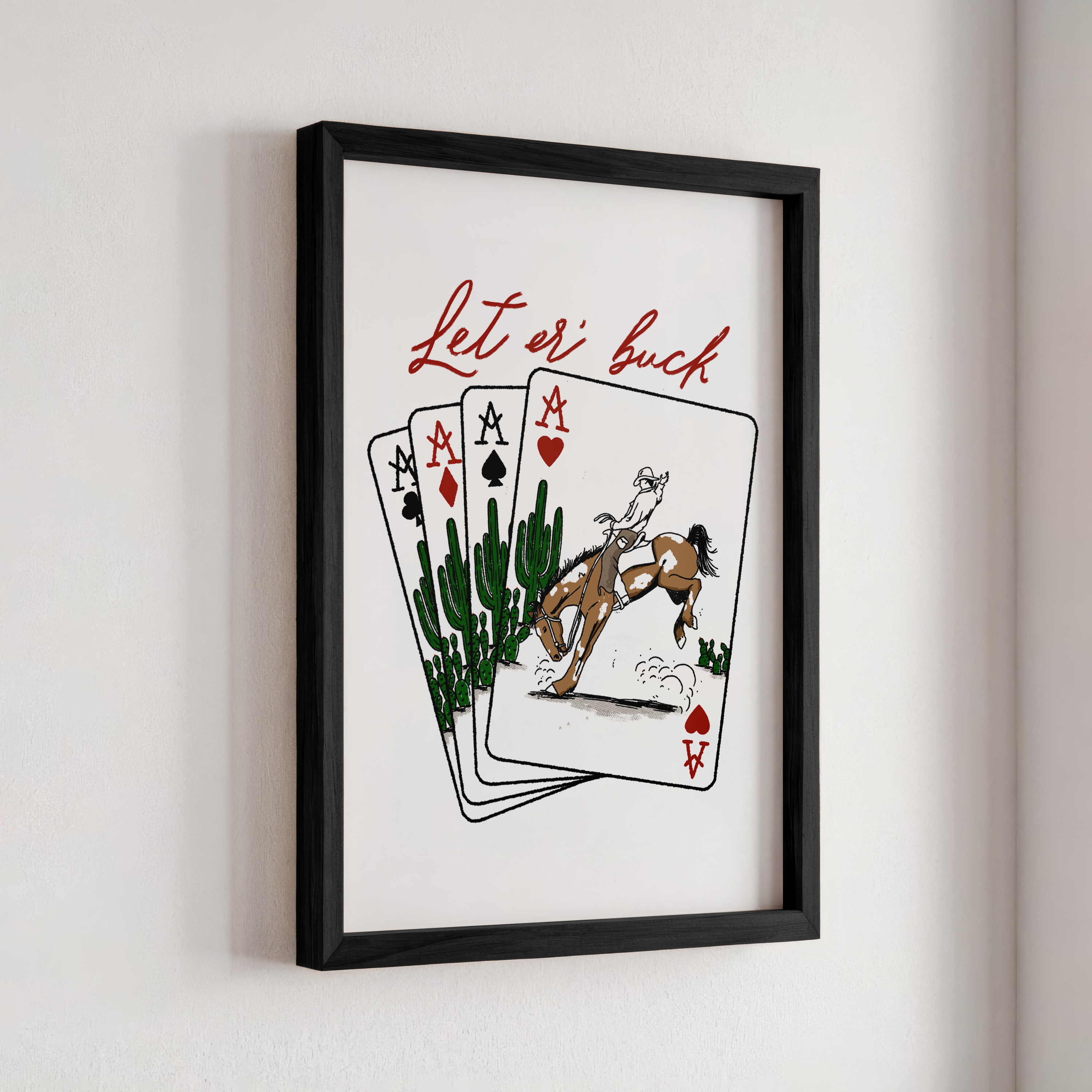 Let er' buck Wooden Framed Graphic Print