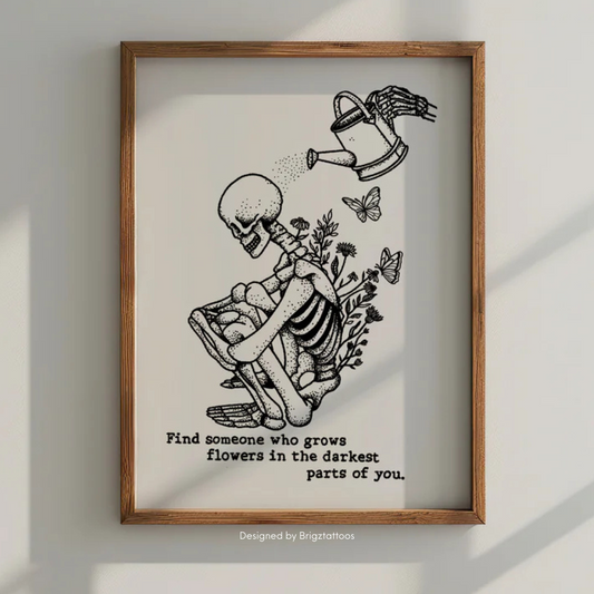 Zach Bryan Sun to Me Inspired Wooden Framed Print, One Skeleton