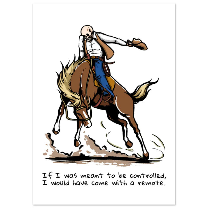 Skeleton Cowboy Riding Bucking Bronco Print