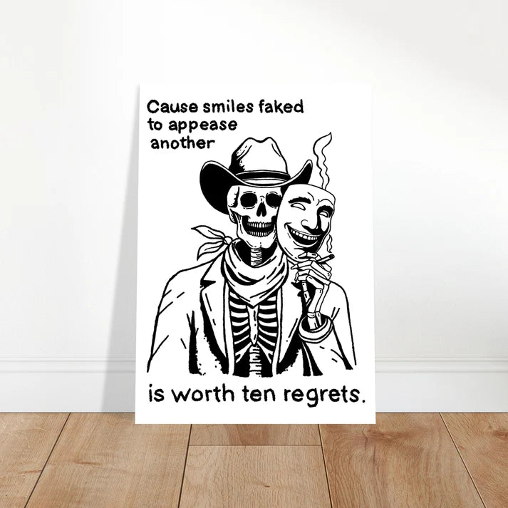 Lucky Enough (Poem) Skeleton Cowboy with Mask Print