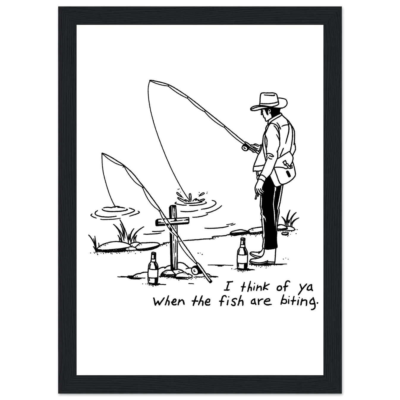 Cowboy Fishing Print Dearly Departed Wall Art